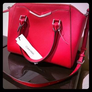 New red Calvin Klein handbag